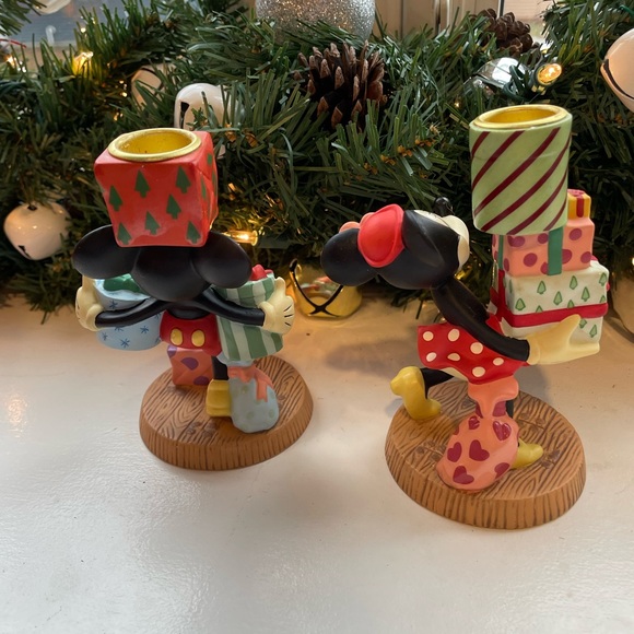 Mickey’s season of song taper candleholders Christmas Mickey & Minnie Disney ‘97 - Picture 4 of 16